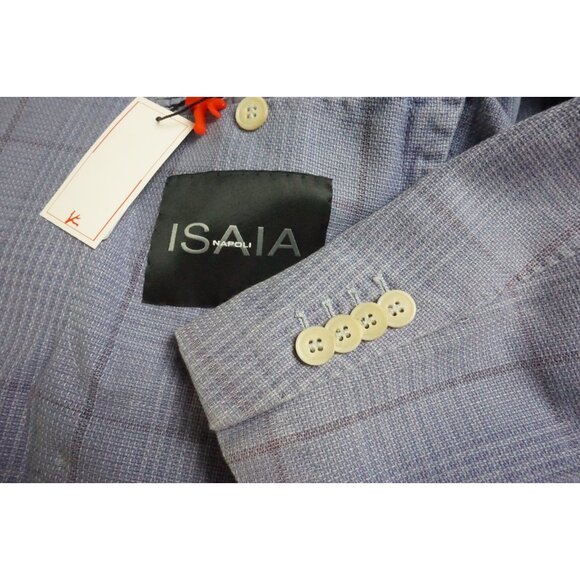 Isaia Napoli Linen Double Breastd Lavender Plaid Woven Sport Coat Jacket 38R NEW